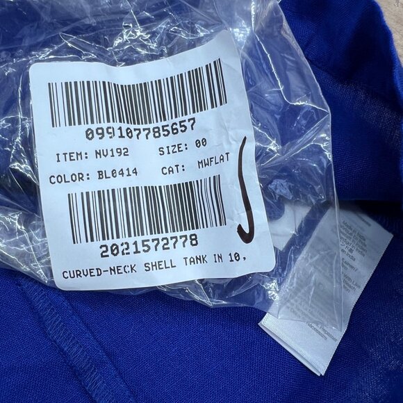 Madewell Curved-Neck Shell Tank Top Blue Linen Sleeveless Blue Size 00 NWT - Picture 8 of 9